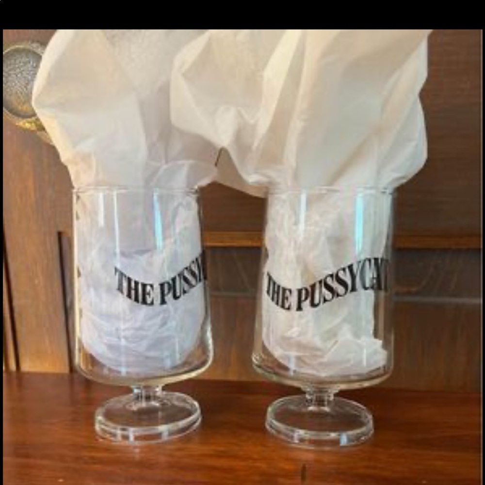 2 fun VINTAGE COCKTAIL GLASSES / THE PUSSYCAT